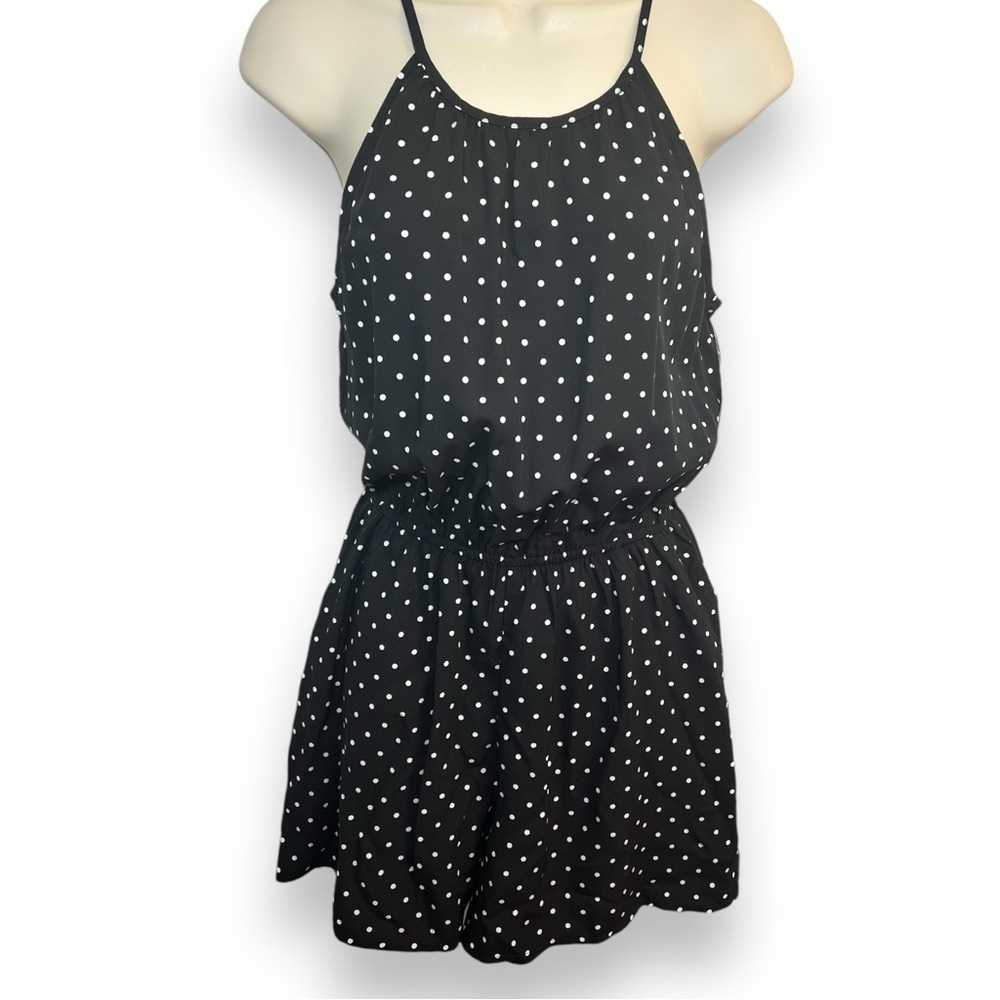 Old Navy Women’s Sleeveless Surplice-Back Romper Black Polka Dot Size XS